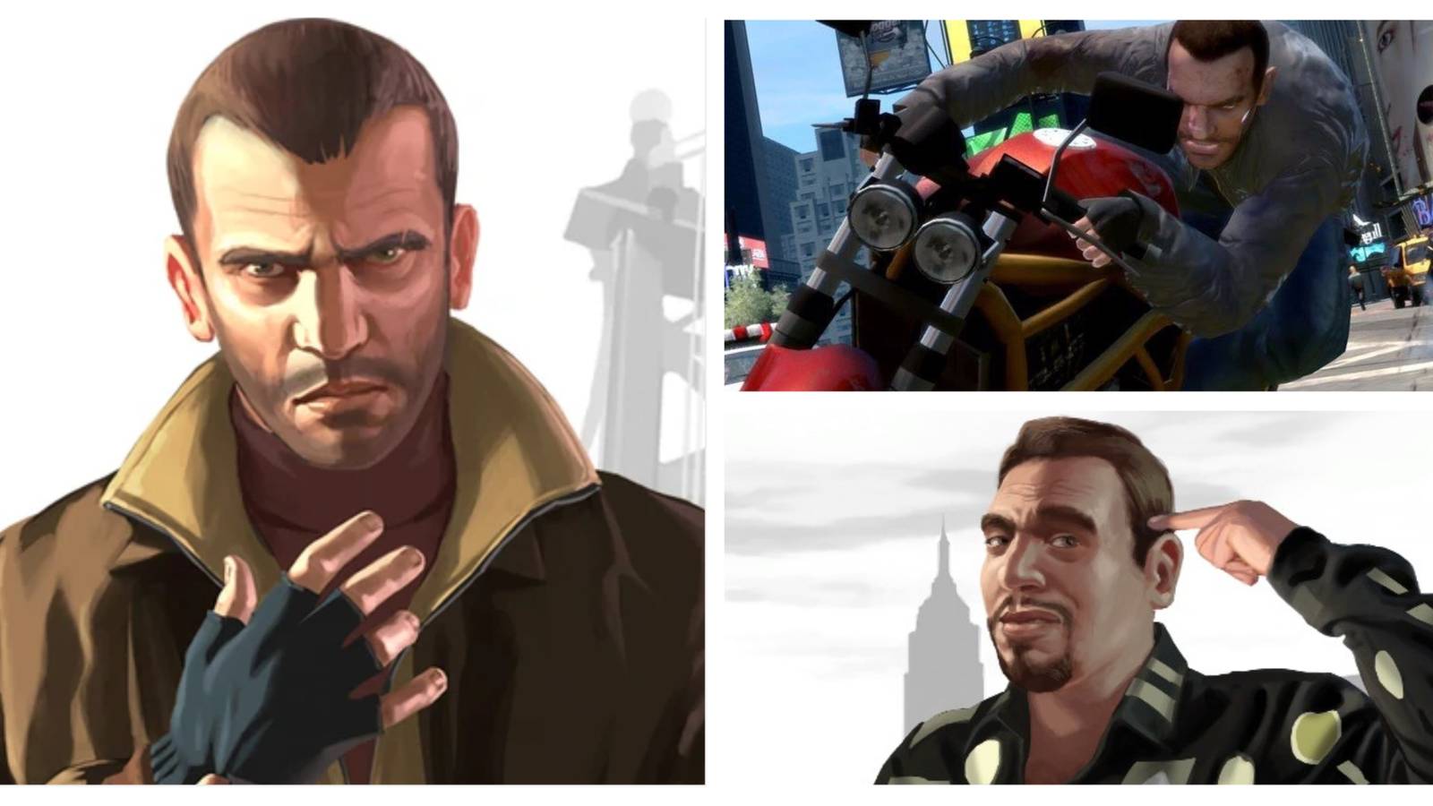 three pictures from grand theft auto 4 in a photo collage