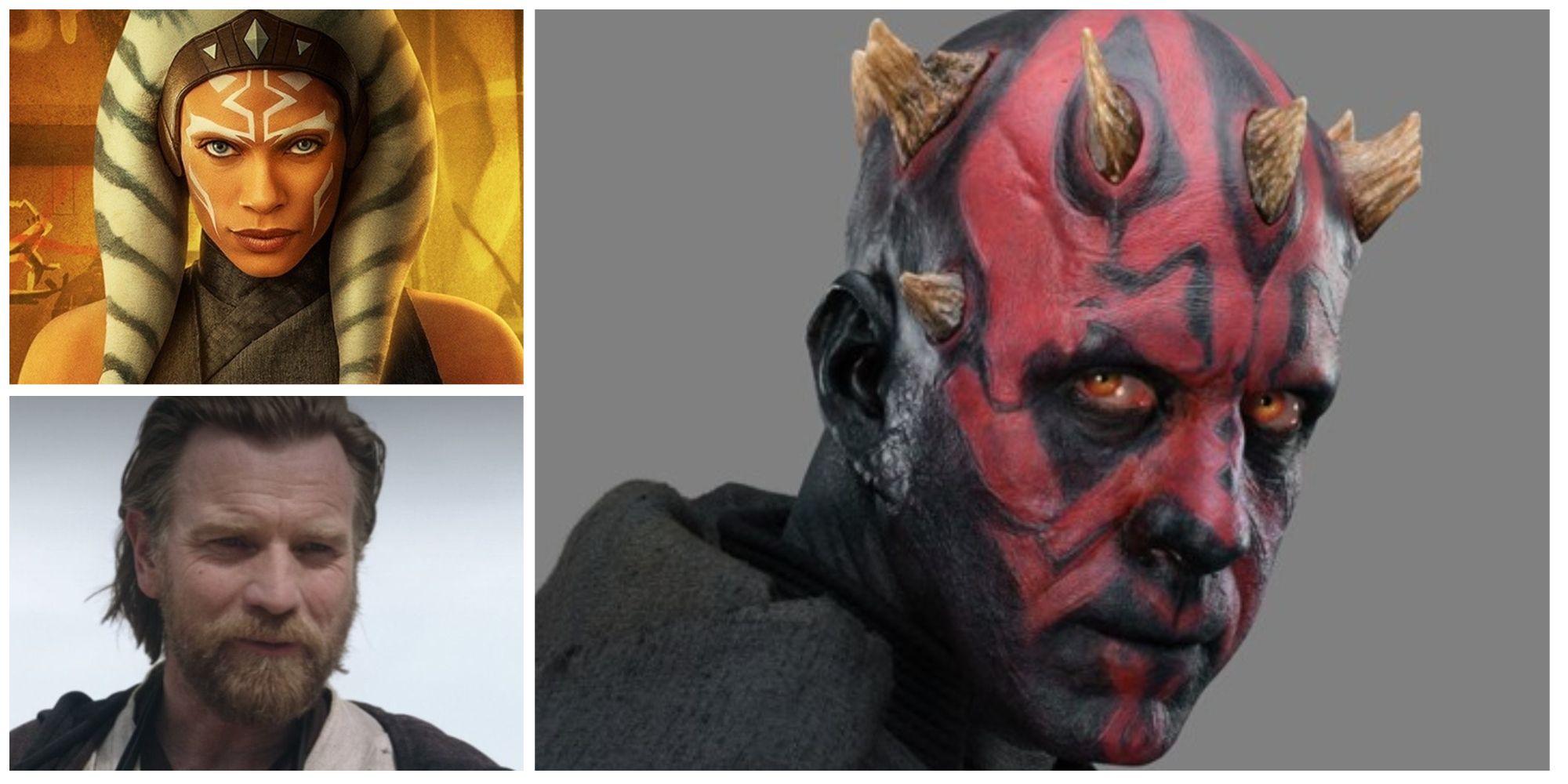 darth maul, obi-wan and ahsoka in a photo collage