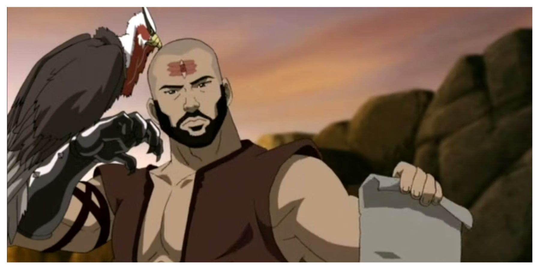 Combustion Man Receiving The Contract To Kill Aang