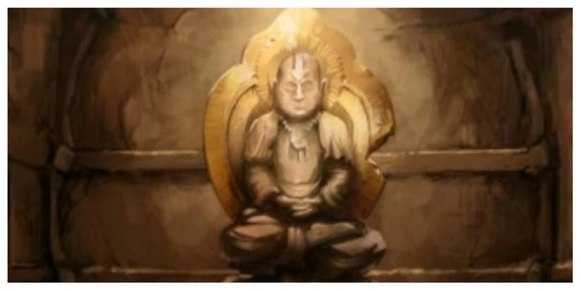 A Statue Of Monk Laghima in The Legend of Korra