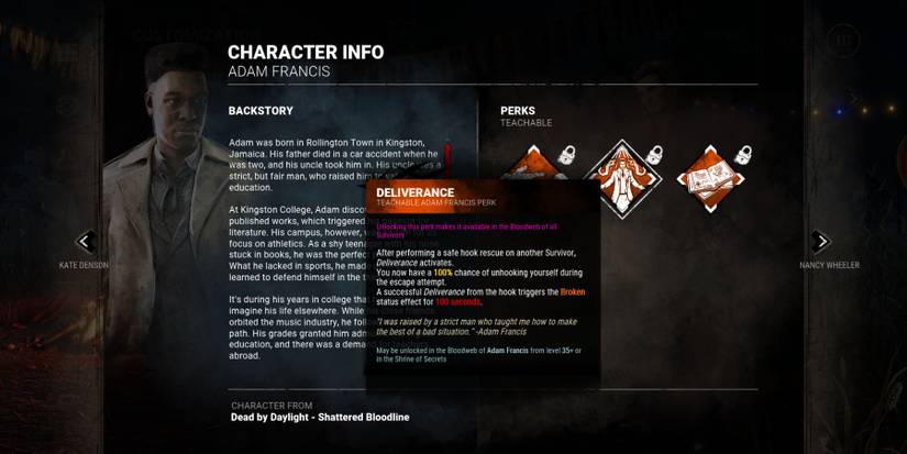 DbD Adam Francis Information Screen Cropped