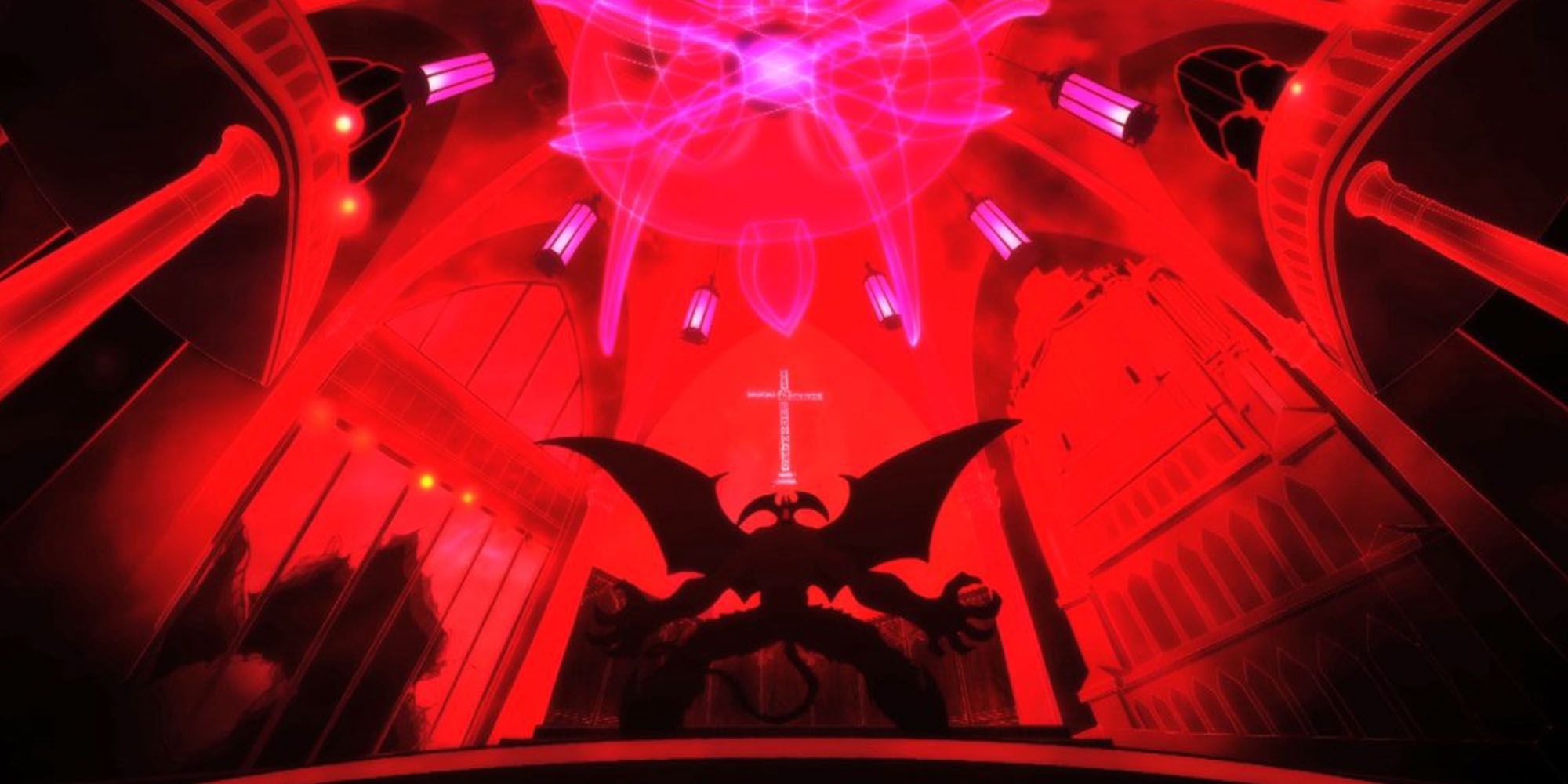 Devilman Crybaby - Akira As Devilman Standing Underneath A Cross
