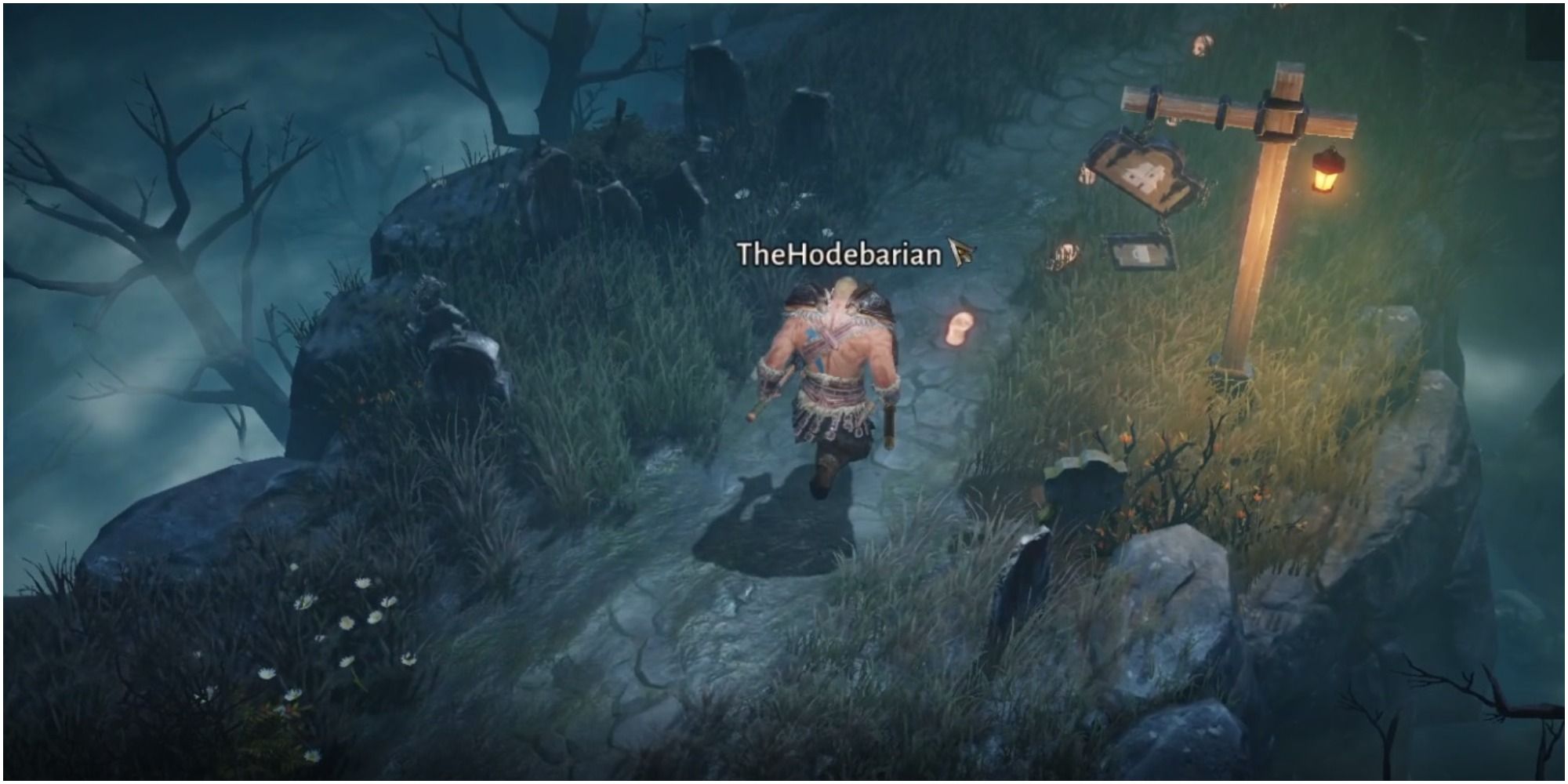 Diablo Immortal Barbarian Walking Past A Sign