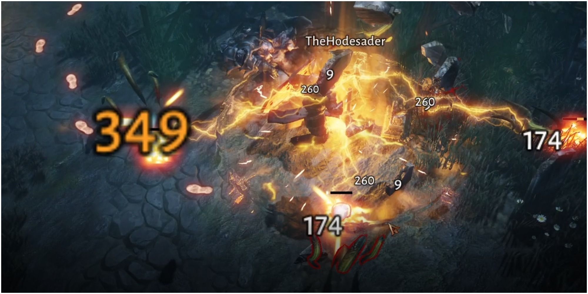 Diablo Immortal Damaging A Cluster Of Worms With A Falling Sword Landing