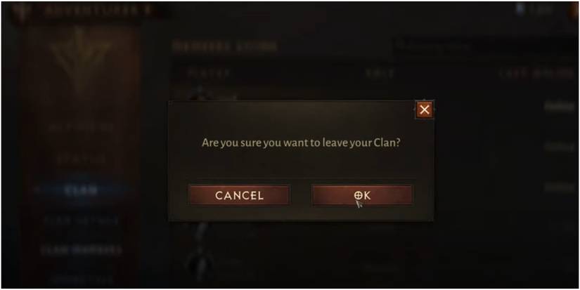 Diablo Immortal Game Asking If Player Wants To Leave Clan