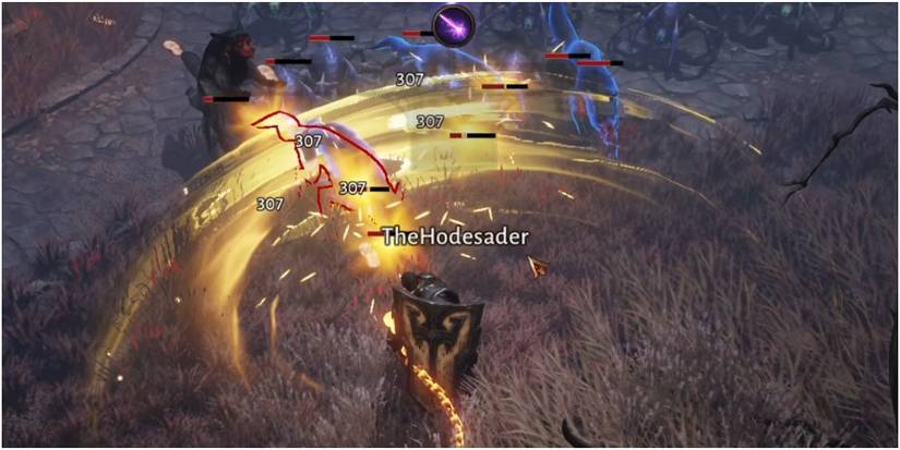 Diablo Immortal Hitting A Wave Of Elite Enemies With A Flail Sweep