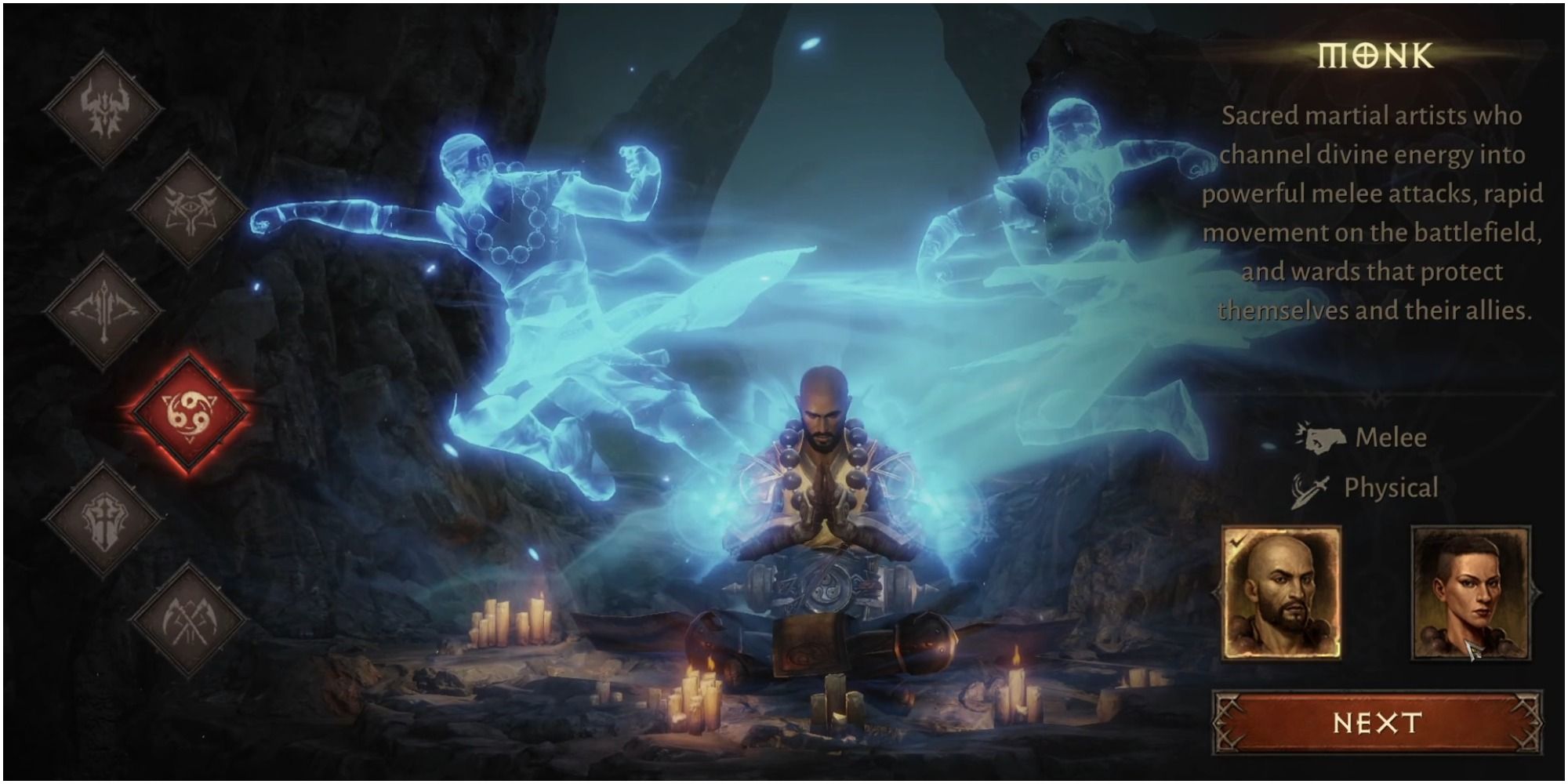 Diablo Immortal Monk In The Selection Screen