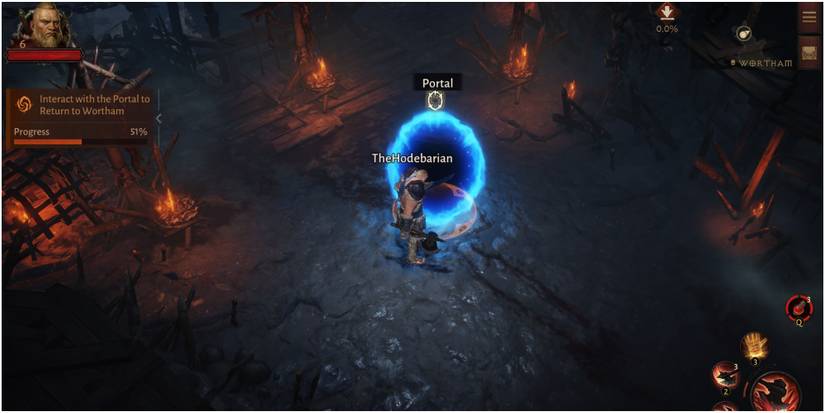 Diablo Immortal Taking A Portal With The Barbarian