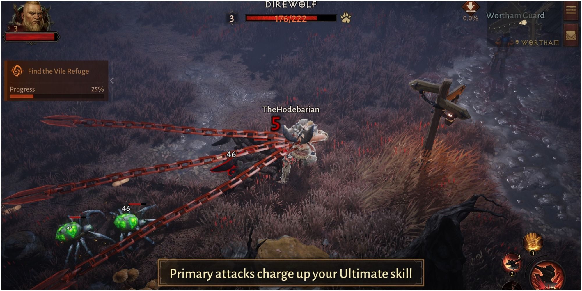 Diablo Immortal Using Chained Spear On Spiders