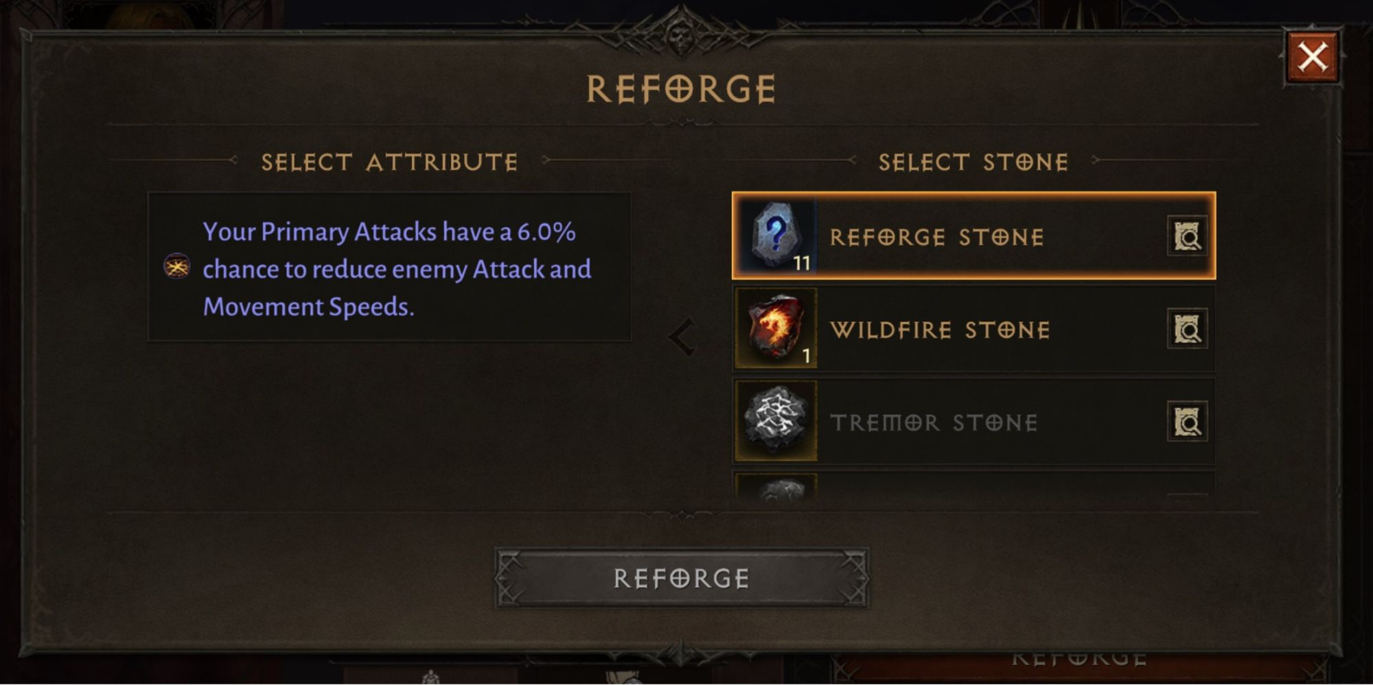 Diablo Immortal Using Reforge Stones At The Blacksmith