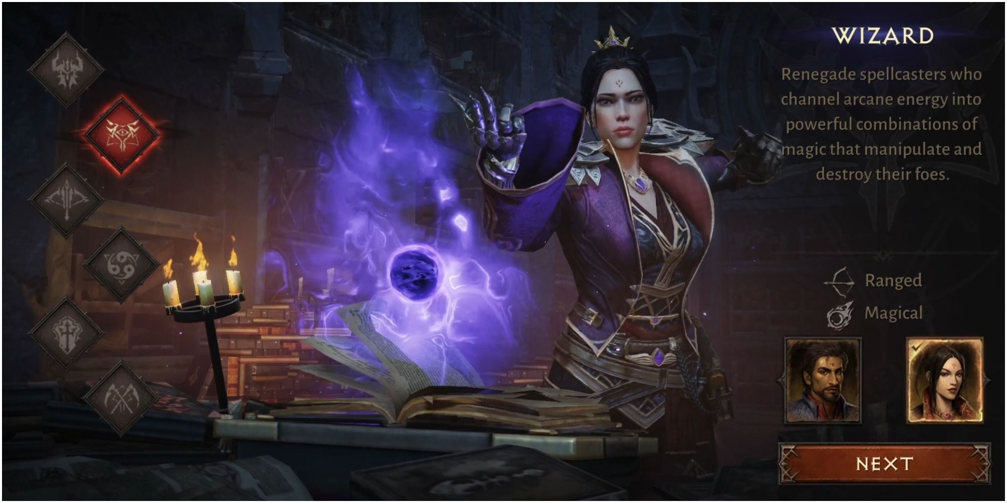 Diablo Immortal Wizard In The Selection Screen