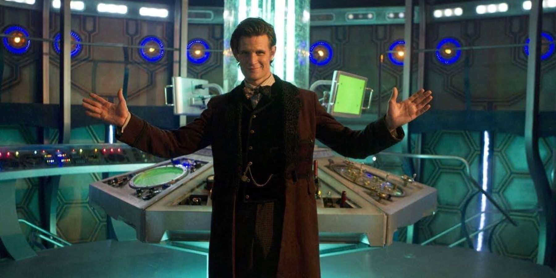 Matt Smith as Doctor Who's Eleventh Doctor inside the TARDIS