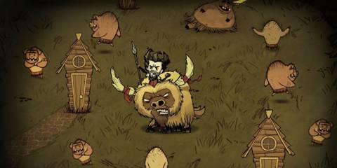 Wilson riding a beast in Don't Starve