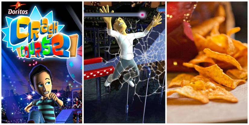 Doritos Crash Course Cover. Doritos Crash Course Man Smashing Into Screen, Doritos