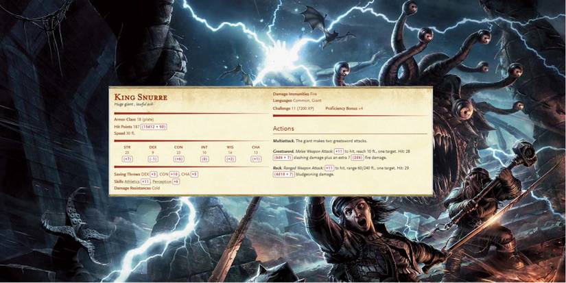 Dungeons And Dragons King Snurre Monster Card