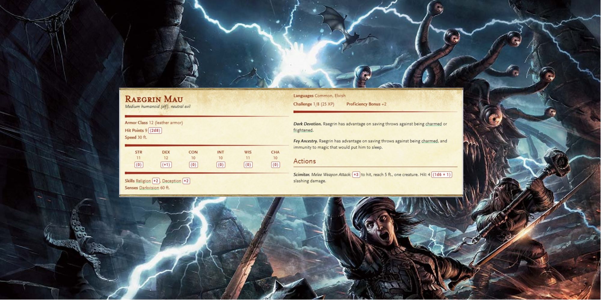Dungeons And Dragons Raegrin Mau Monster Card