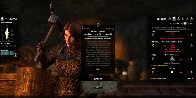 Elder Scrolls Online High Isle Druids Braid Armor Set Guide Crafting 12 Bonuses