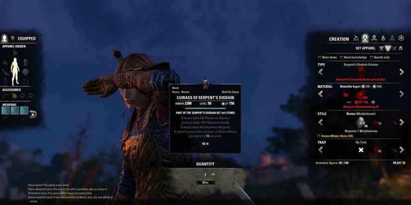 Elder Scrolls Online High Isle Serpents Disdain Armor Set Item Description