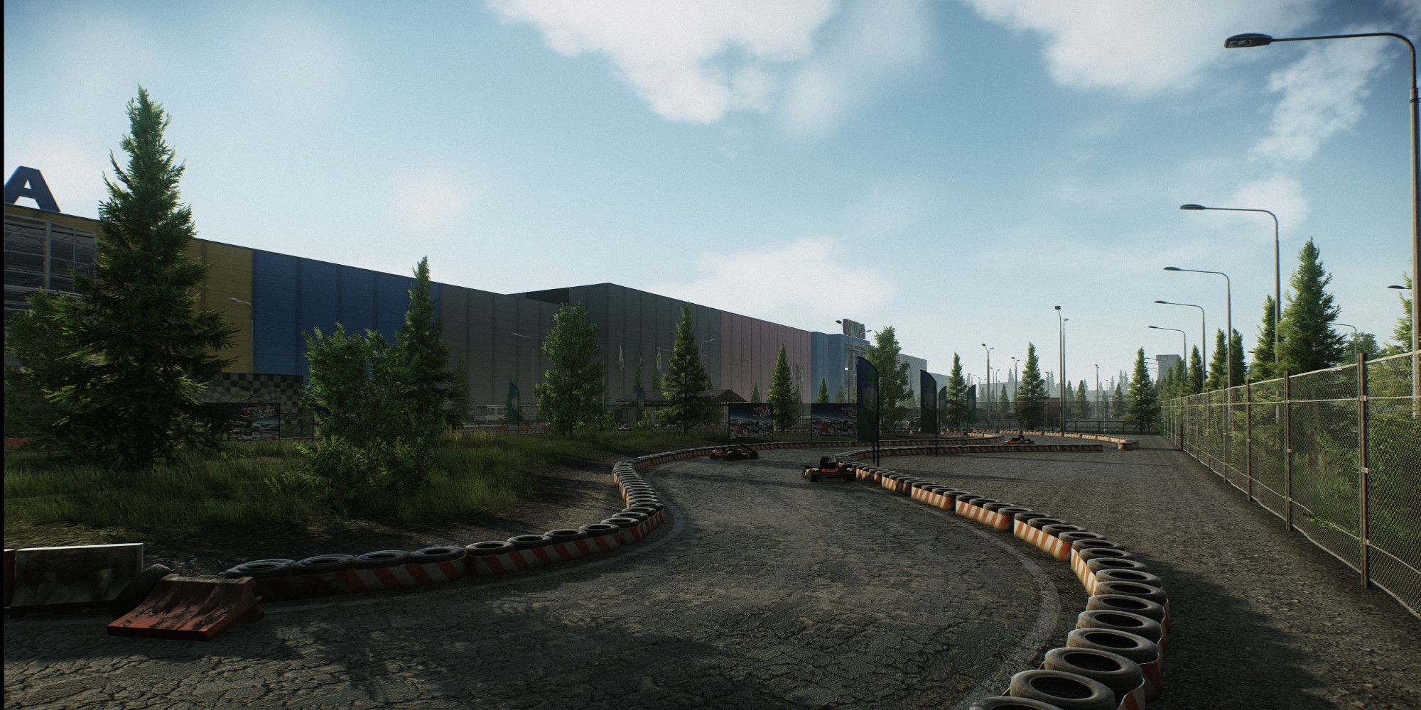 A map in Tarkov under a blue sky