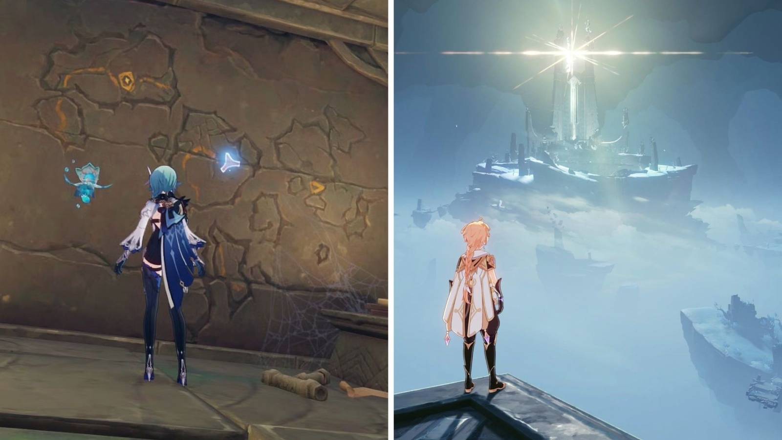 Eula and Traveller in Enkanomiya