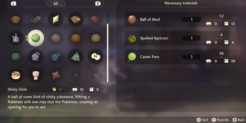 pokemon legends arceus sticky glob