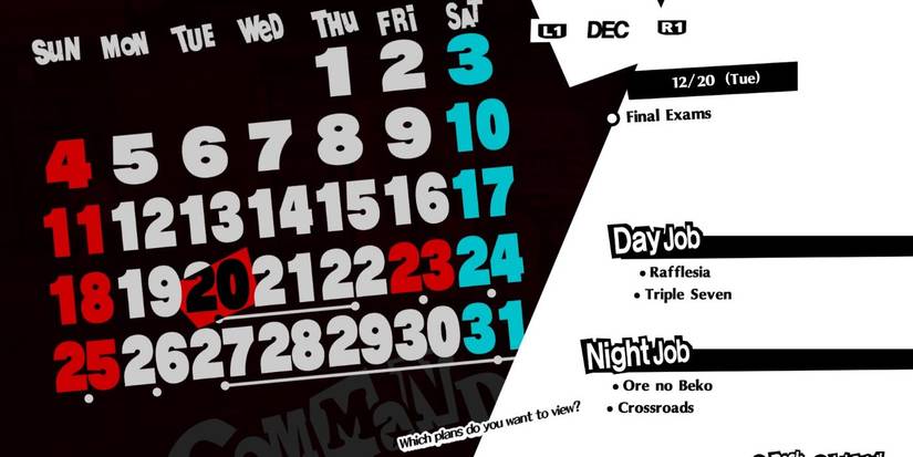 persona 5 royal calendar december