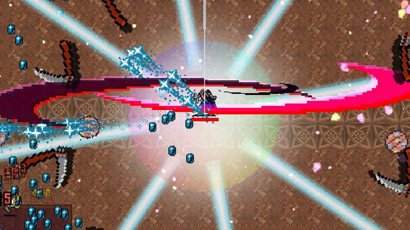 Gallo in the Inlaid Library in Vampire Survivors