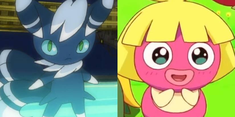 Meowstic and Smoochum looking serious and excited respectively