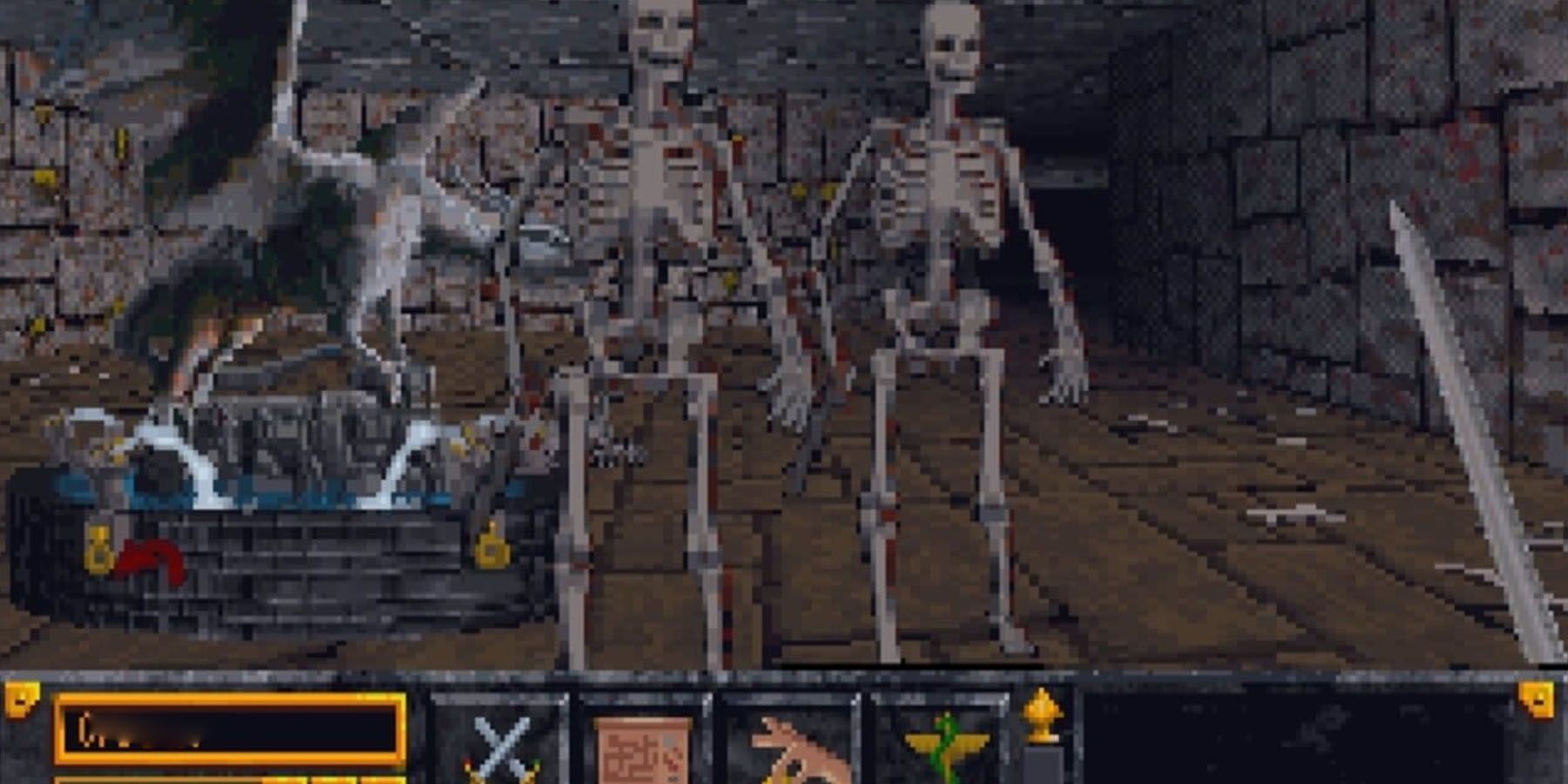 Fighting Skeletons in Elder Scrolls Arena