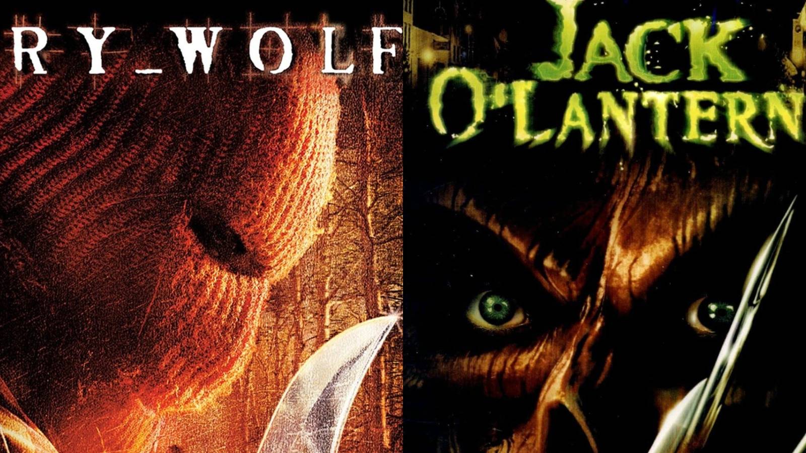 Split image of the movie posters for Cry Wolf and Jack O'Lantern