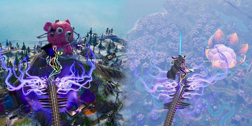 Fortnite - Skydiving Into Rave Cave And Reality Falls Side by Side