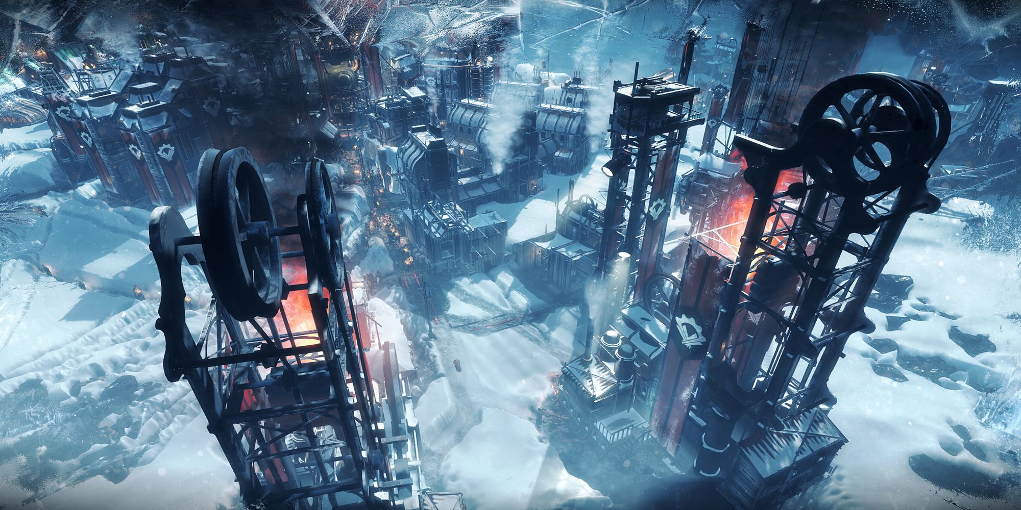 Frostpunk gears and drames volcanic winter