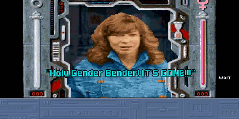 Image Depicting A Female Character Stating "Holy Gender Bender! It's Gone"