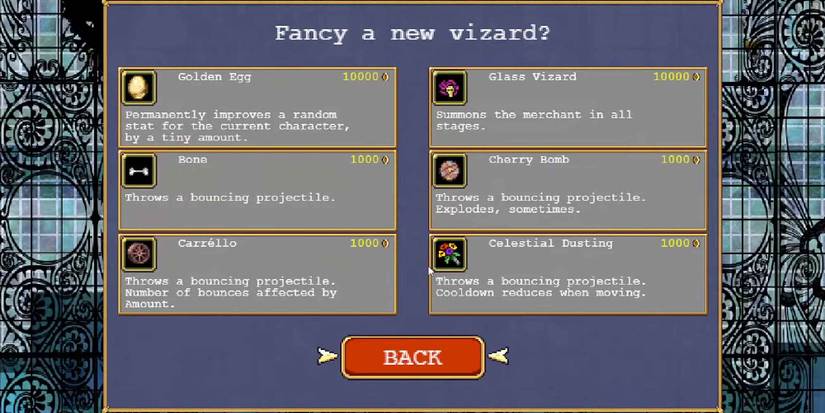 Buying the Glass Vizard in Vampire Survivors