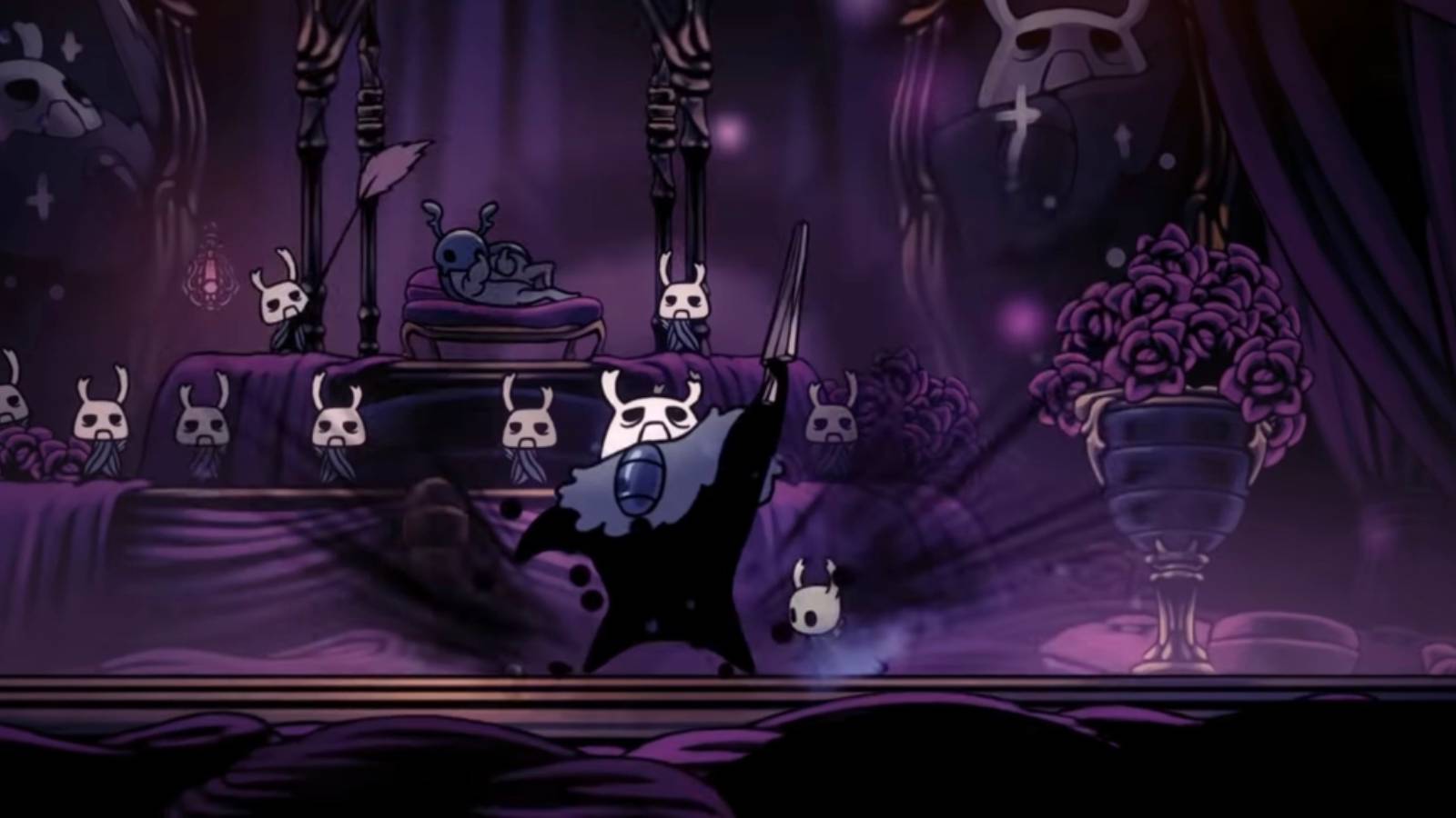 Hollow Knight Grey Prince Zote dream fight encounter in Dirtmouth
