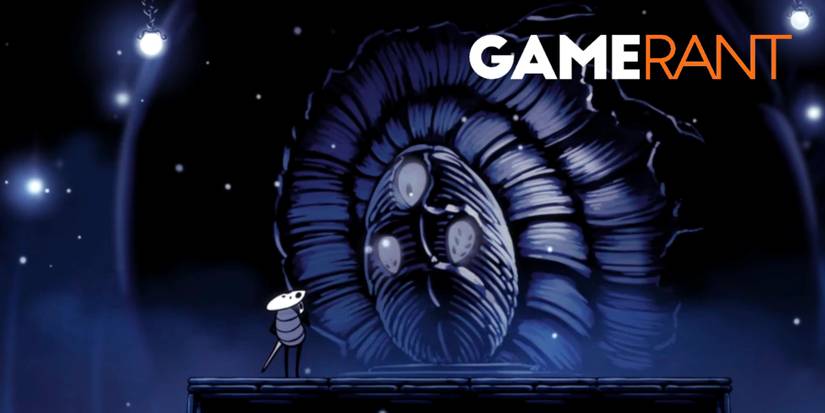 Hollow Knight Quirrel standing outside the Temple of the Black Egg