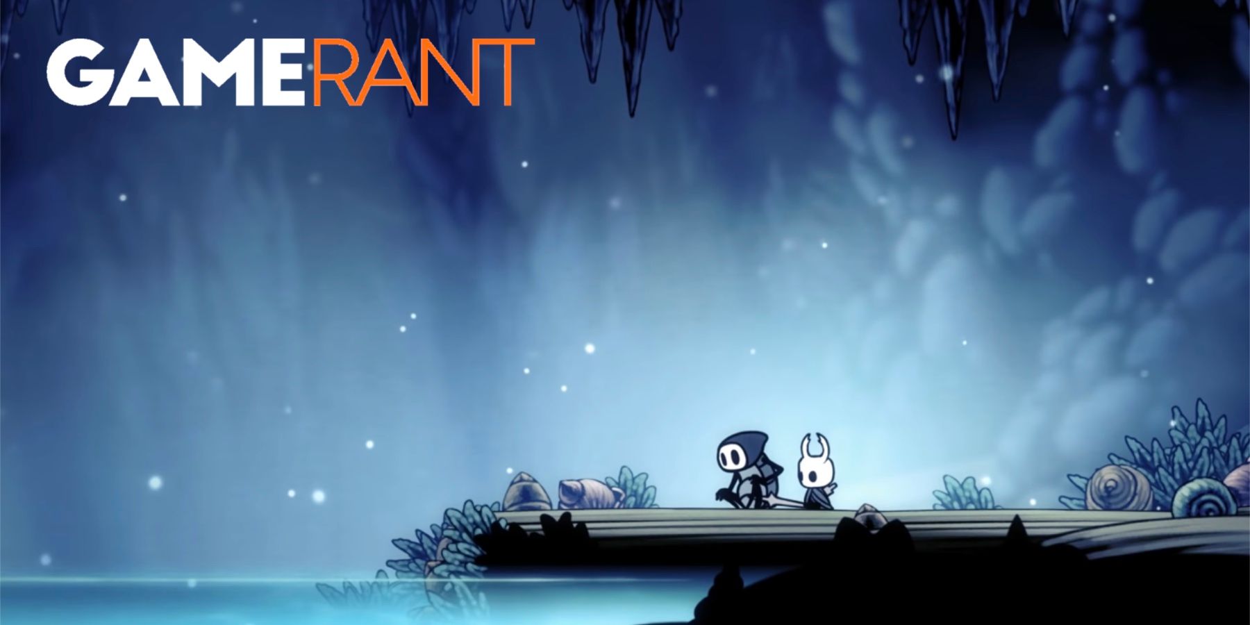 Hollow Knight Quirrel and the Knight sitting at the Blue Lake