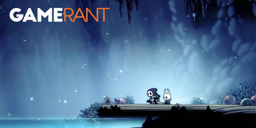 Hollow Knight Quirrel and the Knight sitting at the Blue Lake