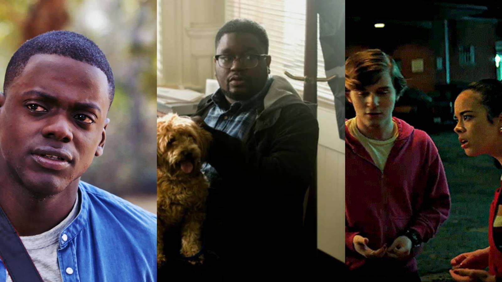 Split image of Chris and Rod from Get Out and Simon and Kate from Fear Street Part One: 1994