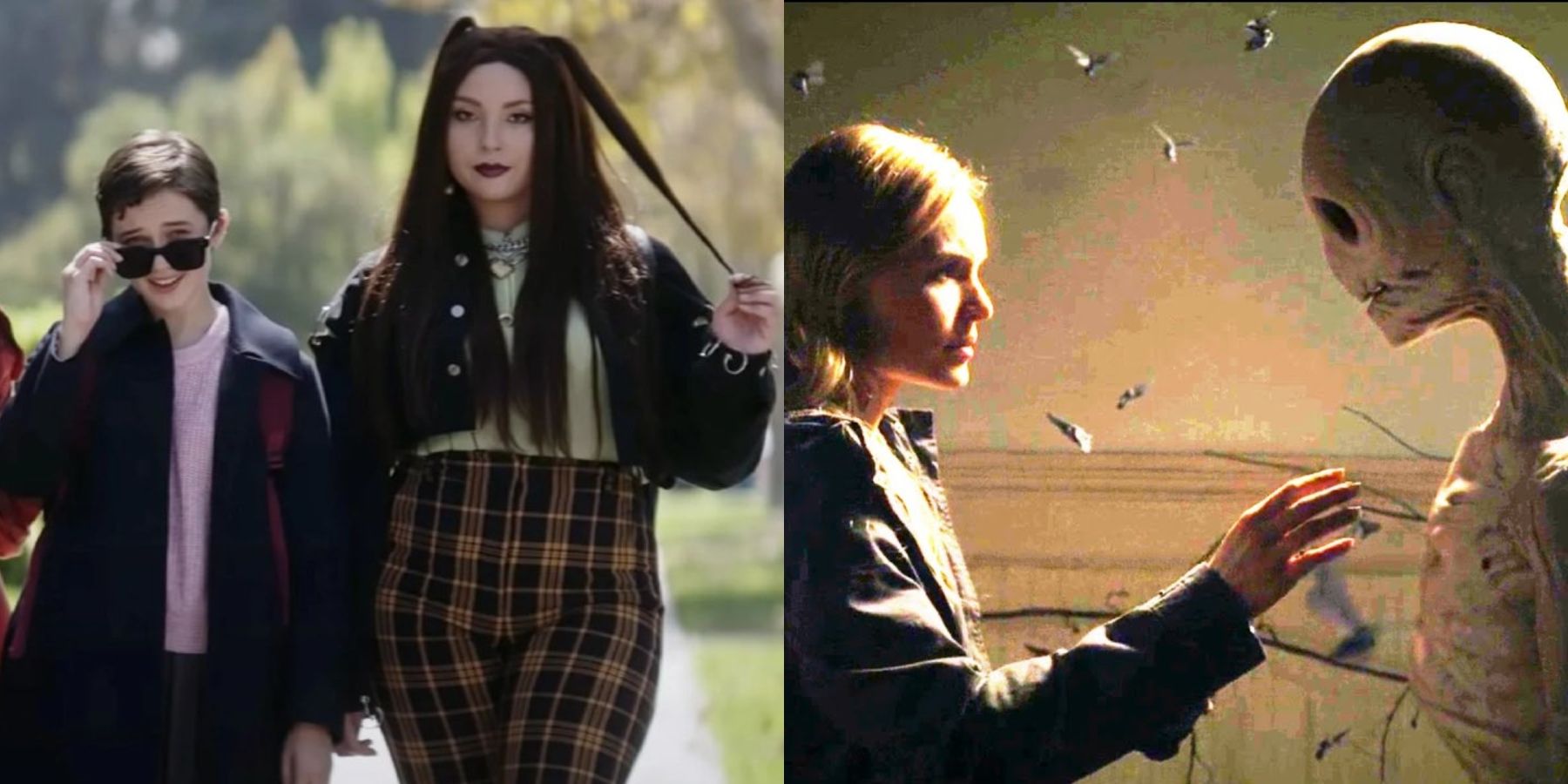 Split image of Cailee Spaeny and Zoey Luna in The Craft: Legacy and Kate Bosworth and the monster in Before I Wake