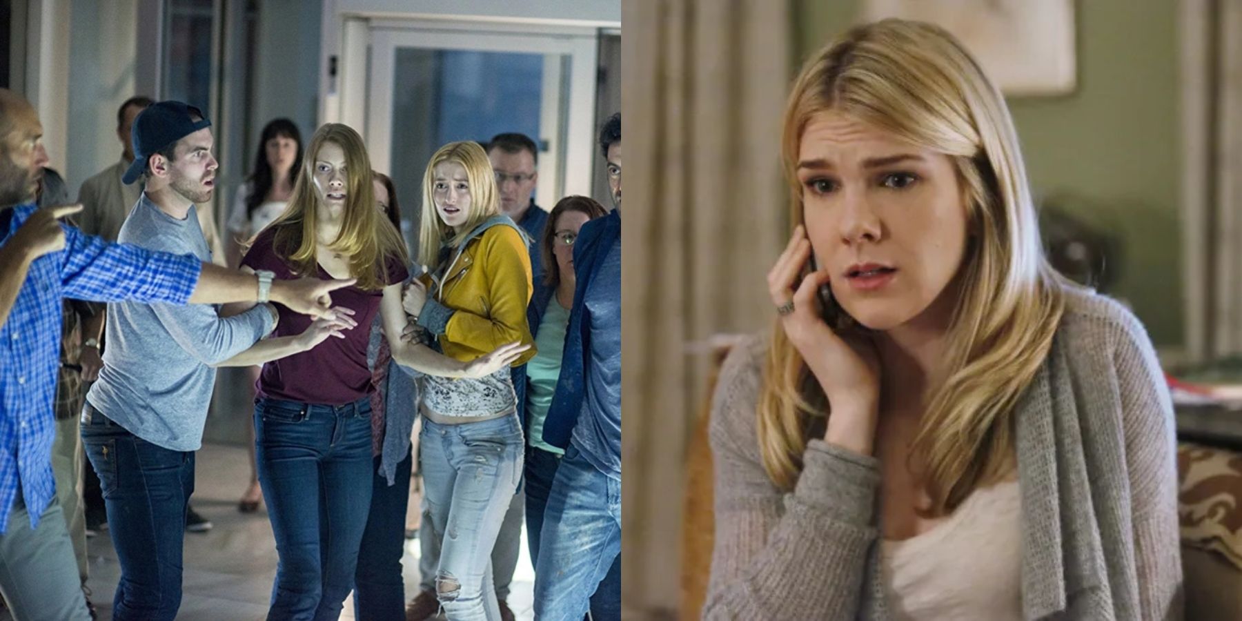 Split image of the cast of The Mist and Lily Rabe in The Whispers