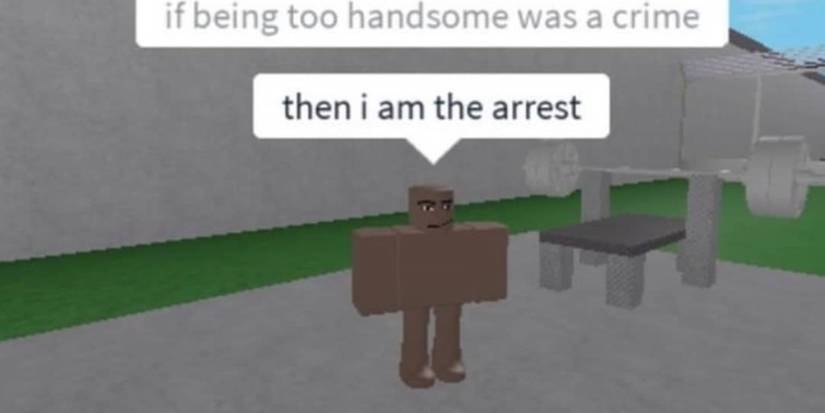 Nude Roblox character says "if being handsome was a crime, then I am the arrest"