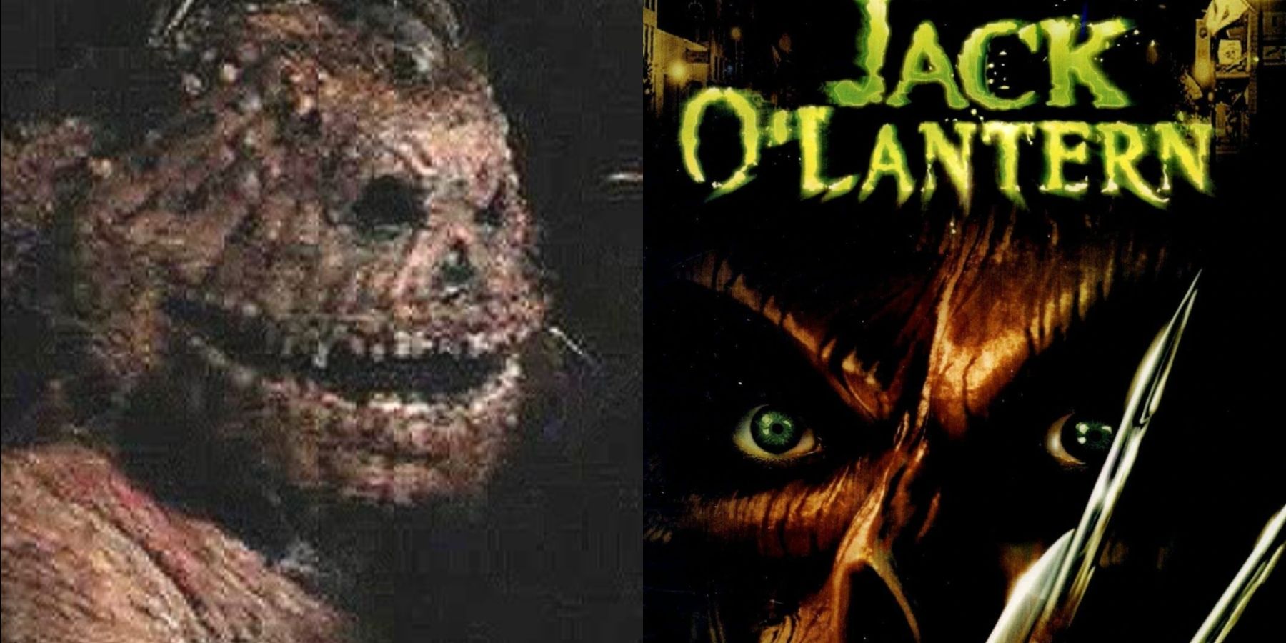 Split image of the monster in Jack O'Lantern and the movie's poster
