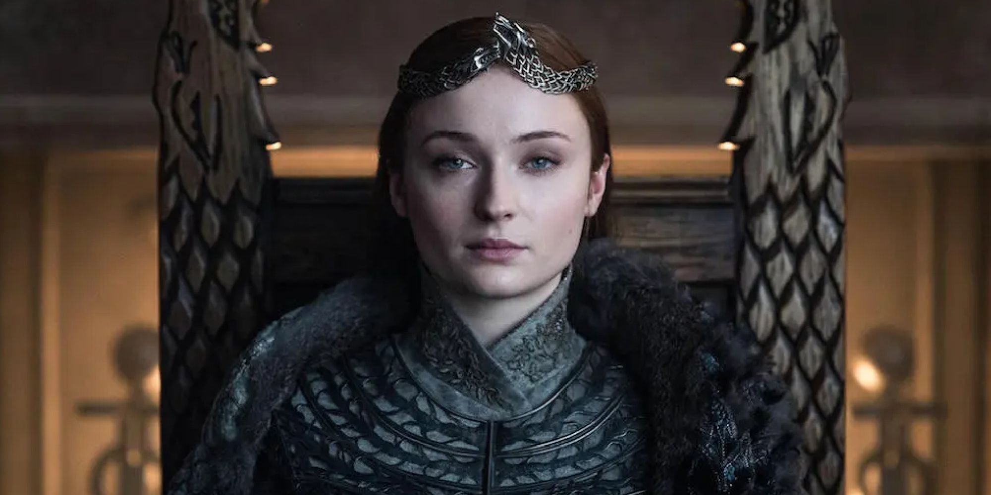 Sansa on the throne as Queen in the North in the season 8 finale