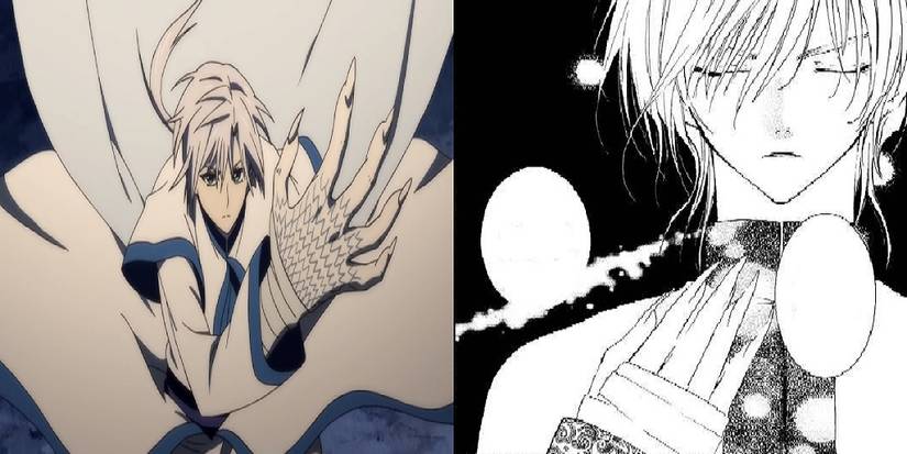Yona of the Dawn Split image of Ki-Ja using his dragon claw in the anime and Ki-Ja sensing for other dragons in the manga