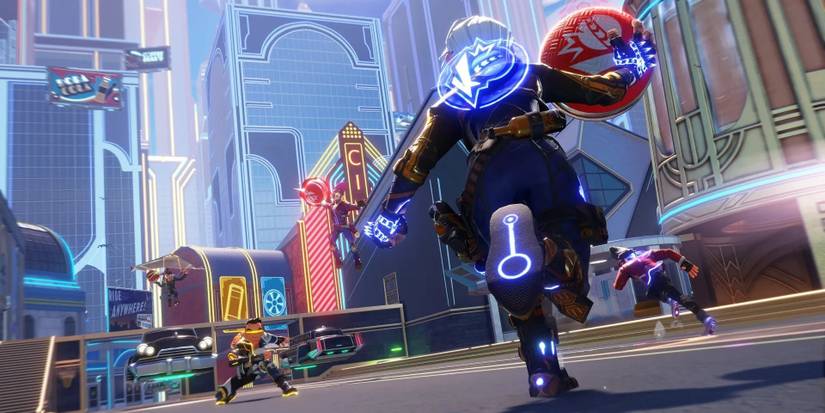 Knockout city player about to hit another