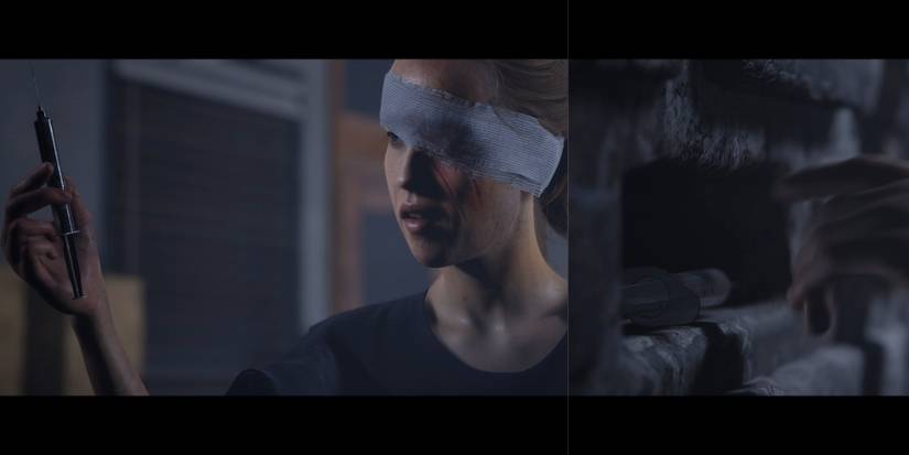 Laura finding the syringe in the quarry