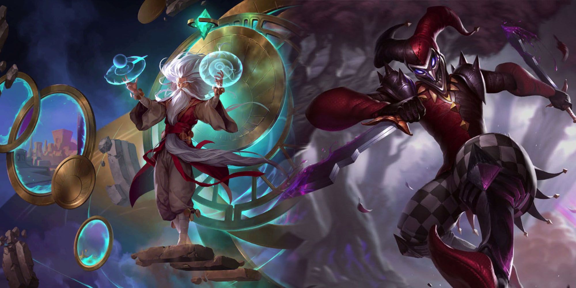 League Of Legends - Zilean And Shaco Splash Art Side By Side