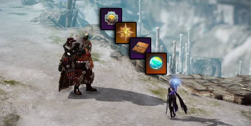 Lost Ark - Calvasus Rapport Cutscene With Icons Of Most Important Rapport Rewards Overlaid On Top