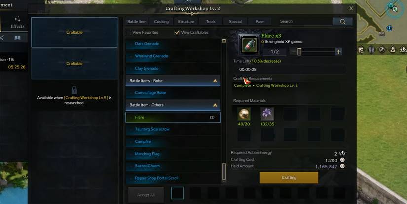 Lost Ark - Crafting Flares At The Stronghold Crafting Area Level 2